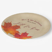 Landelijk Oranje Verliefd Wordende Herfstbladeren  Papieren Bordje (Gekanteld)