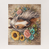 Landelijk Paard Met Bloemen Legpuzzel (Verticaal)