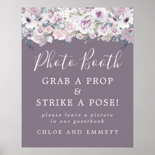 Landelijk Paars Bloemstuk Trouwfoto Booth Bord Poster