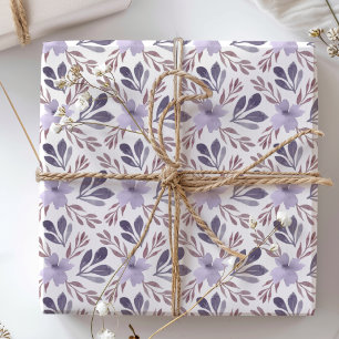 Landelijk paars waterverf bloempatroon cadeaupapier