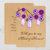 Landelijk Paarse Metselaars Pot Bruidsmeisje Kaart (Voorkant / Achterkant)