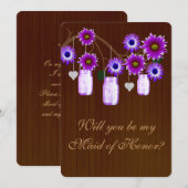 Landelijk Paarse Metselaars Pot Maid Of Honor Kaar Kaart (Voorkant / Achterkant)