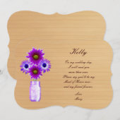 Landelijk Paarse Metselpot Bruidsmeisje Kaart (Voorkant / Achterkant)
