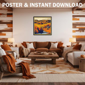 Landelijk panorama in warme pastelkleuren Country Poster