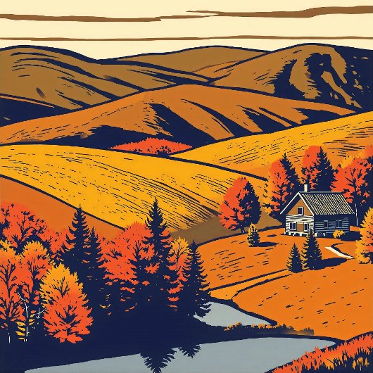 Landelijk panorama in warme pastelkleuren Country Poster