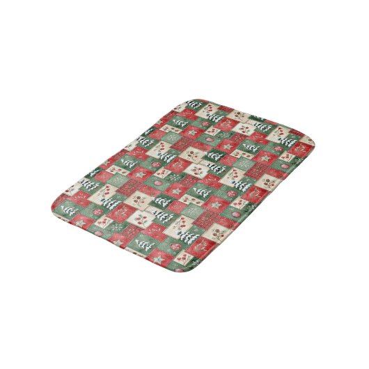 Landelijk patchwork kerstpatroon badmat (Gekanteld)