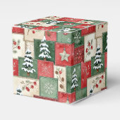 Landelijk patchwork kerstpatroon bedankdoosjes (Voorkant Zijde)