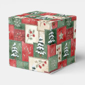 Landelijk patchwork kerstpatroon bedankdoosjes (Achterkant)