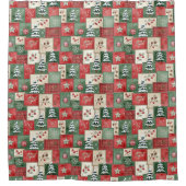 Landelijk patchwork kerstpatroon douchegordijn (Voorkant)