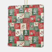 Landelijk patchwork kerstpatroon keramisch ornament (Links)