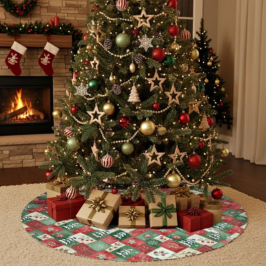 Landelijk patchwork kerstpatroon kerstboom rok