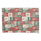 Landelijk patchwork kerstpatroon kussensloop (Voorkant)