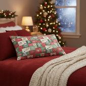 Landelijk patchwork kerstpatroon kussensloop