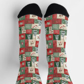 Landelijk patchwork kerstpatroon sokken (Top)