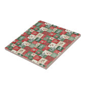 Landelijk patchwork kerstpatroon tegeltje (Zijkant)