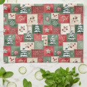 Landelijk patchwork kerstpatroon theedoek (Gevouwen)
