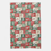 Landelijk patchwork kerstpatroon theedoek (Verticaal)