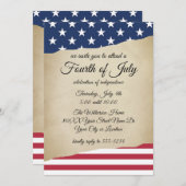 Landelijk perkament en Amerikaanse vlag Vierde Jul Kaart (Voorkant / Achterkant)