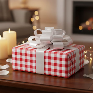 Landelijk picknick rood en wit geruit cadeaupapier