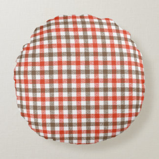 Landelijk picknick rood en wit geruit met bruin ac rond kussen