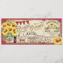 Landelijk picknick zonnebloemen rustieke bruidsdou save the date