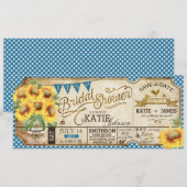 Landelijk picknickfeest met zonnebloemen en een ru save the date (Voorkant / Achterkant)