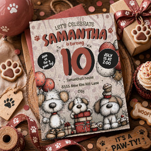 Landelijk Puppy Meisje 10e Verjaardag Kaart