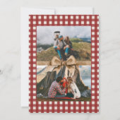 Landelijk rode Gingham Strik Foto Kerstkaart (Achterkant)