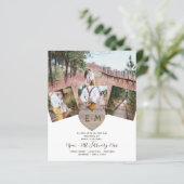 Landelijk roestig foto gesneden hart monogram trou (Staand voorkant)