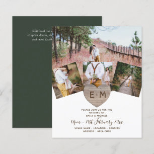 Landelijk roestig foto gesneden hart monogram trou