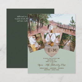 Landelijk roestig foto gesneden hart monogram trou