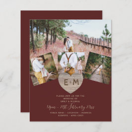 Landelijk roestig foto gesneden hart monogram trou