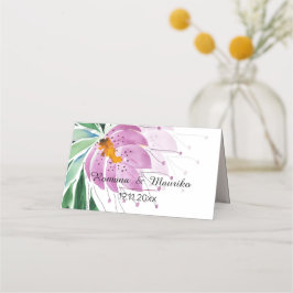 Landelijk romantische paarse lotus watercolor kuns plaatskaartje