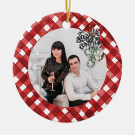 Landelijk rood geruit Noël Keramisch Ornament