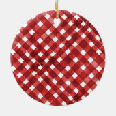 Landelijk rood geruit Noël Keramisch Ornament (Achterkant)
