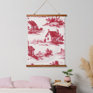 Landelijk rood toile landelijk landschap patroon hangend wandkleed