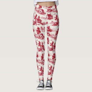 Landelijk rood toile landelijk landschap patroon leggings