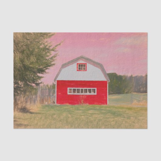 Landelijk rood-wit schuur roze lucht tissuepapier (Voorkant)