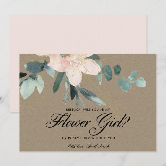 LANDELIJK ROZE BLOEMEN AQUEURRENTRAPPORT WORDT MIJ KAART (Voorkant / Achterkant)