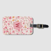 Landelijk roze bloemmotief bagagelabel (Voorkant (horizontaal))