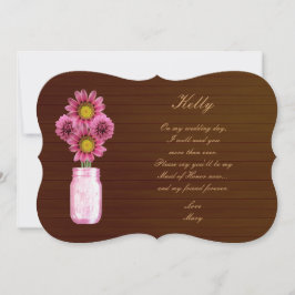 Landelijk Roze Metselpotje Maid Of Honor Kaart