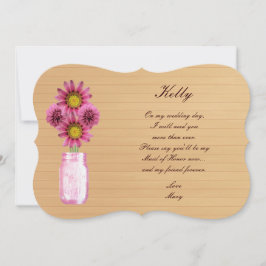 Landelijk Roze Metselpotje Maid Of Honor Kaart