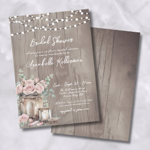 Landelijk Roze Rozen Houten Bruiloft Bridal Shower Kaart