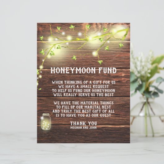 Landelijk Rustic Mason String Lights Honeymoon Fon (Staand voorkant)