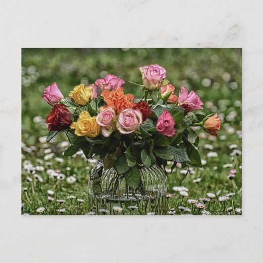 Landelijk rustiek boeket van Rozen Briefkaart (Voorkant)