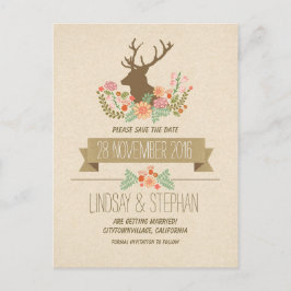 Landelijk rustiek hertengewei Save the date briefk Aankondigingskaart