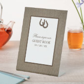 Landelijk rustiek Hoefijzer op Burlap Reclamebord Met Voetstuk (Insitu)