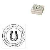Landelijk Rustiek Hoefijzer Rond Terugkeeradres Rubberstempel (Gestempeld)