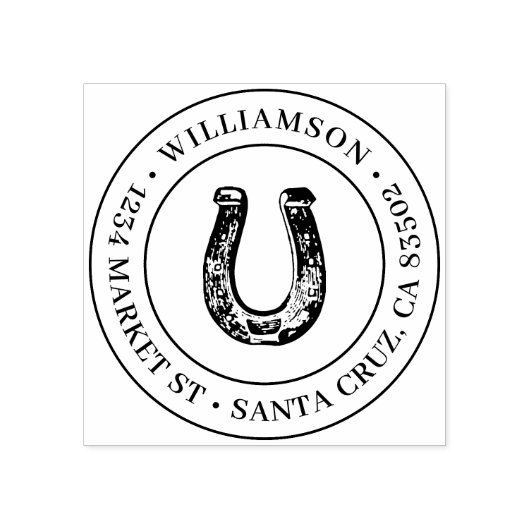 Landelijk Rustiek Hoefijzer Rond Terugkeeradres Rubberstempel (Afrduk)