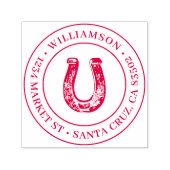 Landelijk Rustiek Hoefijzer Rond Terugkeeradres Zelfinktende Stempel (Design)